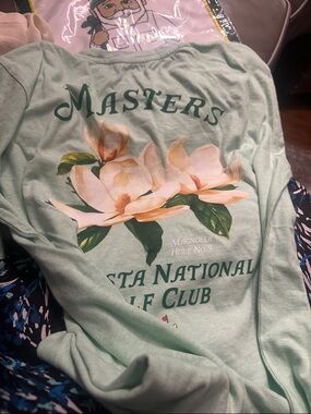 Masters Light Mint Green Magnolia Graphic Short Sleeve Shirt